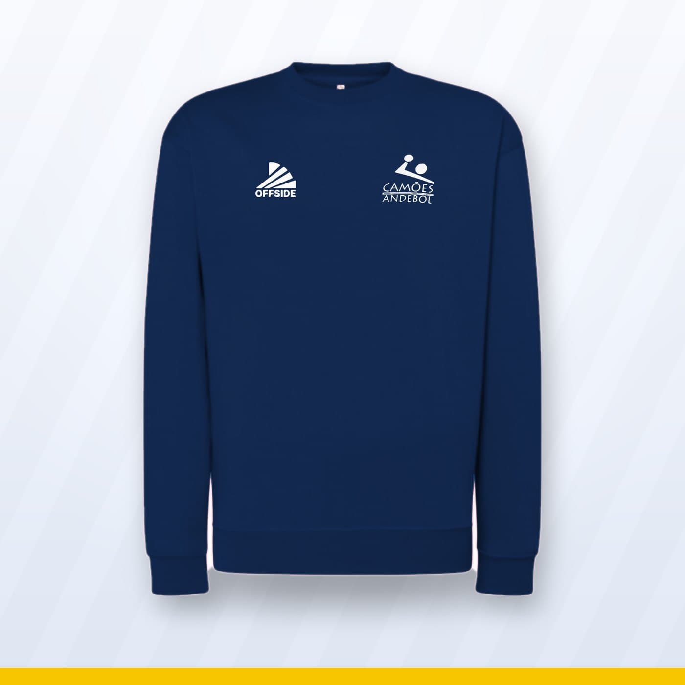Sweatshirt sem capuz azul-escura com o símbolo do Camões Andebol